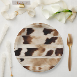 Rustikales Kuh Print Western Country Cowboy Party Pappteller