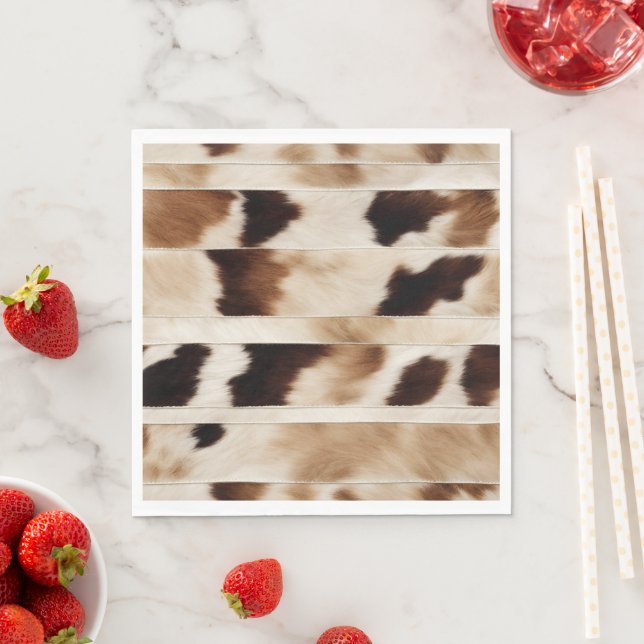 Rustikales Kuh Print Western Country Cowboy Party Serviette (Beispiel)