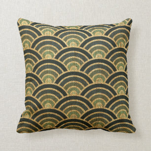 Rustikales Kunst-Deko-Fisch-Skala-Muster-Blau Kissen