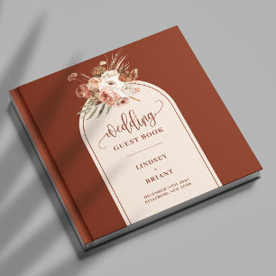 Rustikales Kupfer Pampas Grass Boho Floral Gästebu Gästebuch