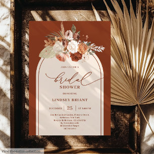 Rustikales Kupfer Pampas Grass Floral Brautparty Einladung