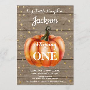 Rustikales Kürbis-Fall-Geburtstags-Einladungs-Gold Einladung