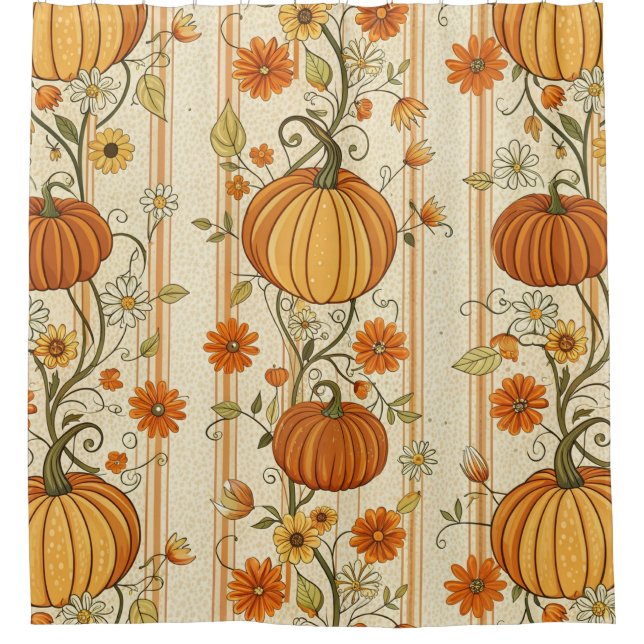 Rustikales Kürbis- und Herbstlaub-Muster (6) Duschvorhang (Vorderseite)