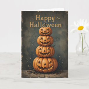 Rustikales Kürbisstack Halloween Bauernhaus Fall V Karte