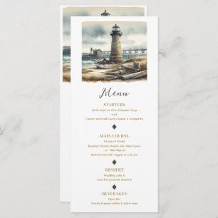 Rustikales Küsten-Leuchtturm Seaside Beach Menü Menükarte