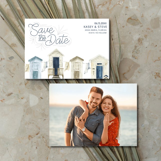 Rustikales Küstenstrand Hochzeitssemble Foto Save  Save The Date (Rustic Coastal Beach Wedding Photo Save the Date)
