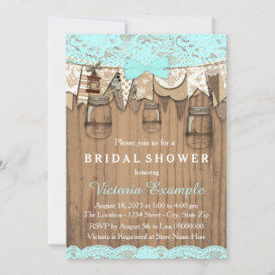 Rustikales Lace Mason Jar Brautparty Einladung