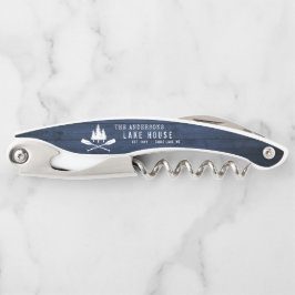 Rustikales Lake House Boat Oars Trees Blue Wood Pr Kellnermesser