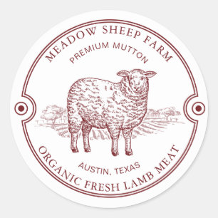 Rustikales Lamm-Logo Farm Field Classic Round St Runder Aufkleber