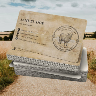 Rustikales Lamm-Schaf-Hof-Logo QR-Code  Visitenkarte