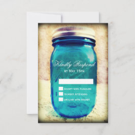 Rustikales Land Aquamarin Mason Jar Wedding RSVP C Karte