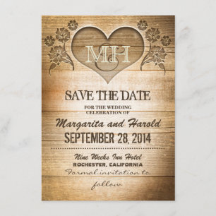 rustikales Land aus Holz speichern Dattelkarten Save The Date