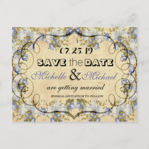 Rustikales Land blaues Blumenwedding Save the Date Ankündigungspostkarte