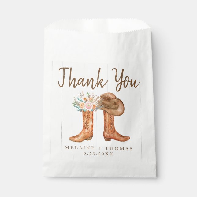 Rustikales Land Boots Gastgeschenk Hochzeit Bag Geschenktütchen (Vorderseite)