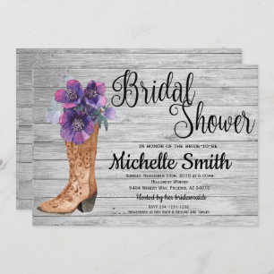 Rustikales Land-bräutliches lila Vintages Einladung