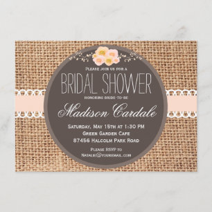 Rustikales Land Burlap Bridal Dusche Einladungen