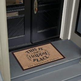 Rustikales Land Burlap Dies ist unser glücklicher  Fußmatte