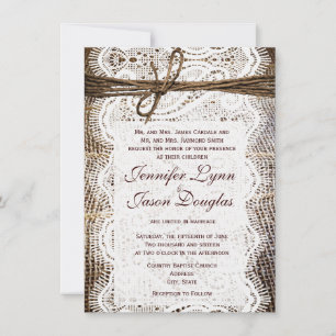 Rustikales Land Burlap Lace Ehe Einladung