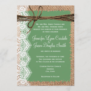 Rustikales Land Burlap Lace Twine Hochzeit Einladu Einladung