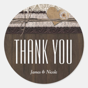 Rustikales Land Burlap Lace & Wood Gevor Sticker