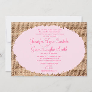 Rustikales Land Burlap Pink Hochzeit Einladungen