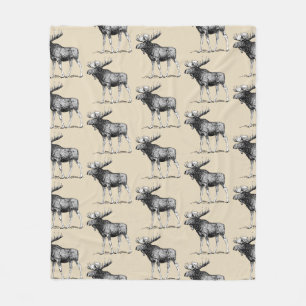 Rustikales Land Elche Illustration & Taupe Fleecedecke