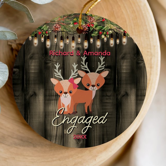 Rustikales Land erste Weihnachtsfeier Verlobung Keramik Ornament (Von Creator hochgeladen)