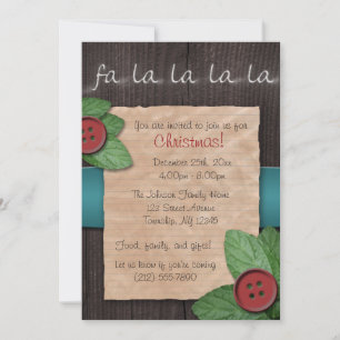 Rustikales Land Fa La La La La Weihnachtsfeierlich Einladung