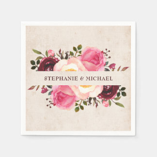 Rustikales Land Floral Burlap Papier Napkin Serviette