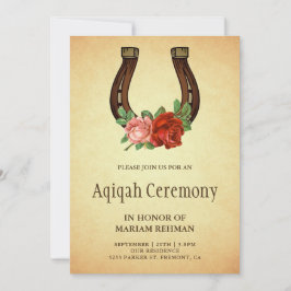 Rustikales Land Floral Horseshoe Aqiqah Einladung
