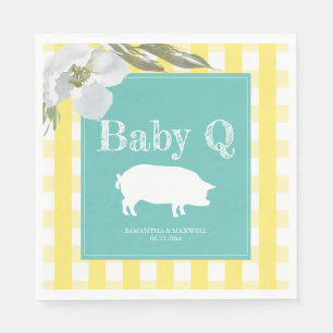 Rustikales Land Floral und Pig Gingham Babyq Serviette