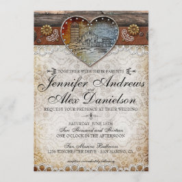 Rustikales Land für Hochzeiten Einladung