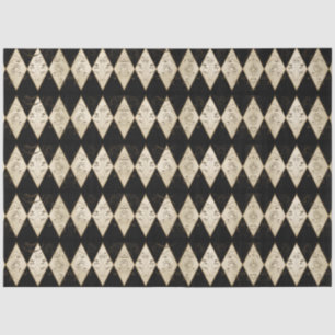 Rustikales Land Harlequin Black und Tan Decoupage Seidenpapier