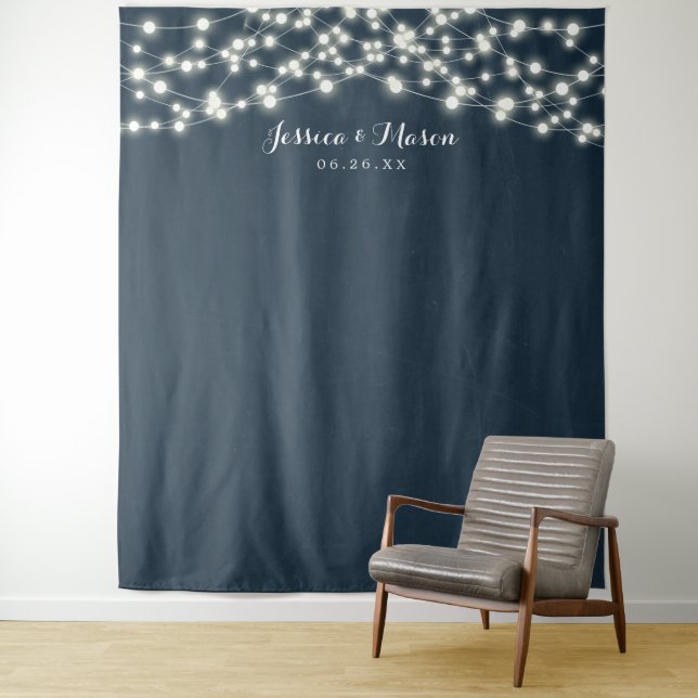 Rustikales Land Hochzeit Backdrop Foto Booth Light Wandteppich (Beispiel)