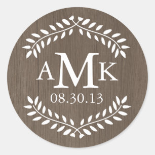 Rustikales Land Hochzeitmonogramm Stickers