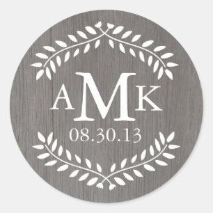 Rustikales Land Hochzeitmonogramm Stickers