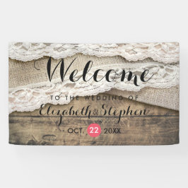 Rustikales Land Holz Burlap Lace Hochzeit Willkomm Banner