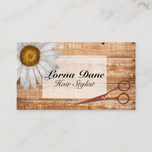 Rustikales Land Holz Haare Stylist Daisy Vintag Visitenkarte