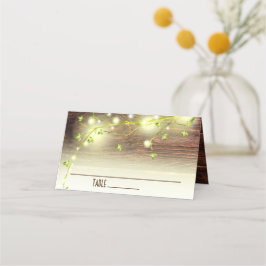 Rustikales Land Holz Mason Jar String Lights Tree Platzkarte