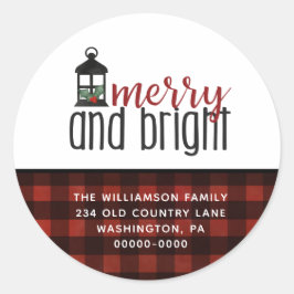 Rustikales Land Kariert Bauernhof Stil Weihnachten Runder Aufkleber