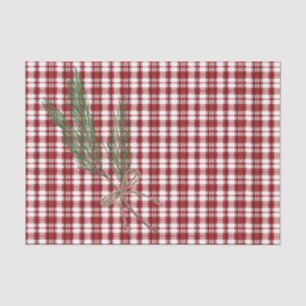 Rustikales Land Kariert mit Evergreen Sprig Seidenpapier