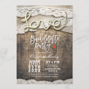 Rustikales Land Liebe Rope Lace Junggeselinnen-Abs Einladung