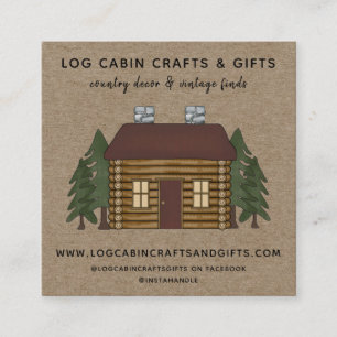 Rustikales Land Log Kabine Social Media Quadratische Visitenkarte