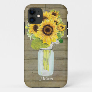 Rustikales Land Mason Jar Blume Sonnenblumen Hänge iPhone 11 Hülle