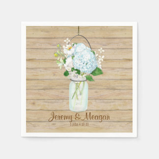 Rustikales Land Mason Jar Blume White Hydrangeas Serviette