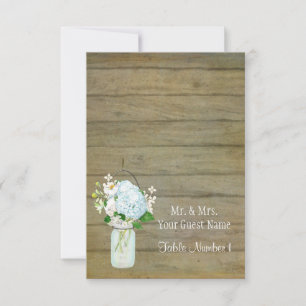 Rustikales Land Mason Jar Blush Blue Hydrangeas Einladung