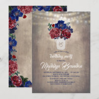 Rustikales Land Mason Jar Burgundy Floral Geburtst