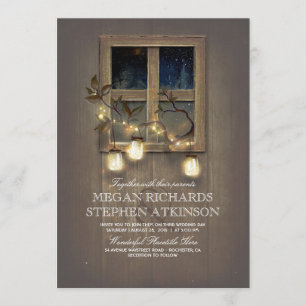 Rustikales Land Mason Jar Lights Hochzeit im Her Einladung