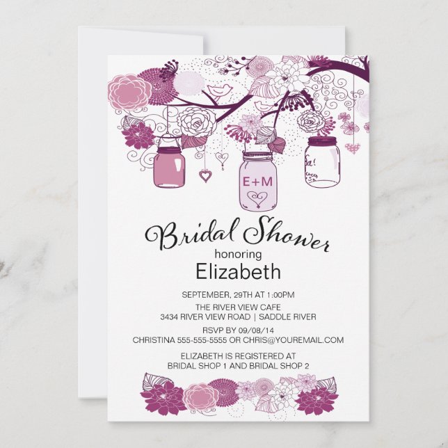 Rustikales Land-Maurer-Glas-Brautparty Einladung (Vorderseite)