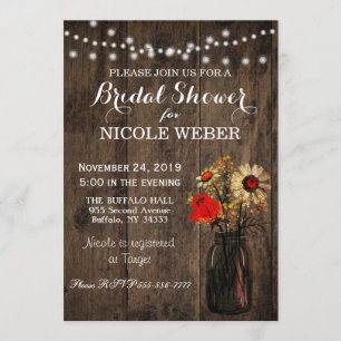 Rustikales Land-Maurer-Glas-Scheunen-Brautparty Einladung